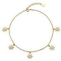 The Love Collection 18Ct Gold Plated Cubic Zirconia Star Anklet