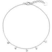 The Love Collection Sterling Silver 5 Cubic Zirconia Anklet