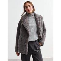 New Look Short Borg Coat - Grey