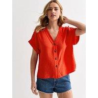 New Look Red Button Front Blouse