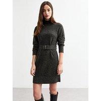 New Look Belted Knitted Mini Dress - Dark Grey