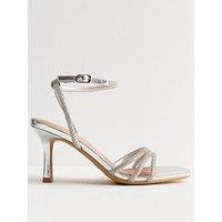 New Look Silver Diamant&Eacute;-Embellished Stiletto Sandals