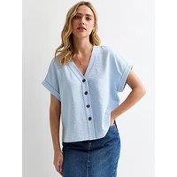 New Look Pale Blue Button Front Blouse