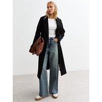 New Look Tailored Unlined Longline Belted Coat - Black
