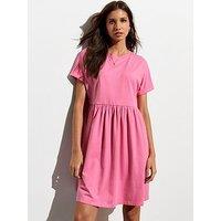 New Look Light Pink Cotton Short Sleeve Mini Smock Dress