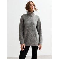 New Look Grey Longline Roll Neck Jumper