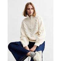 New Look Cable Knit Half Zip Jumper - Cream