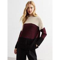 New Look Colour Block Split Hem Jumper - Multi