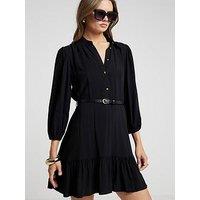 River Island Belted Shirt Dress - Black