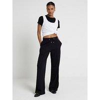 River Island Wide Leg Side Pipping Jogger - Black