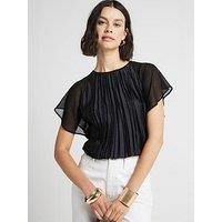 River Island Crinkle Hybrid Top - Black