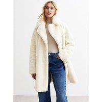 New Look Faux Fur Coat - Cream
