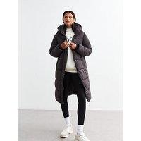 New Look Hooded Longline Puffer Coat - Grey