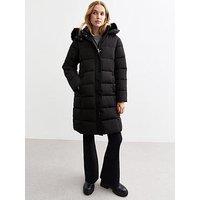 New Look Hooded Longline Puffer Coat - Black