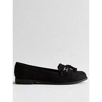 New Look Wide Fit Suede Loafers - Black