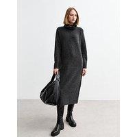 New Look Dark Grey Roll Neck Midi Jumper Dress
