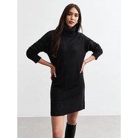 New Look Knit Roll Neck Mini Jumper Dress - Black