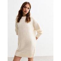 New Look Knitted Shift Mini Dress - Off White