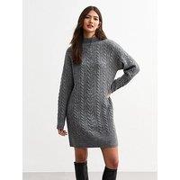 New Look Cable Knit Mini Dress - Grey