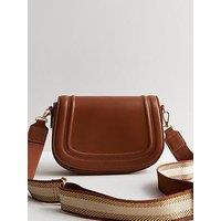 New Look Tan Leather Look Saddle Cross Body Bag