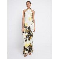 River Island Halter Neck Slip Dress - Yellow