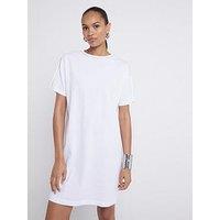 River Island Diamante Neck T-Shirt Dress - White