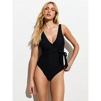 New Look Black Crochet Wrap Swimsuit