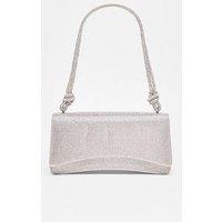 Quiz Silver Diamante Shoulder Bag