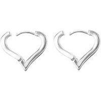 The Love Silver Collection Silver Colour Heart Huggie Hoops