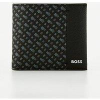 Boss Zair Saffiano Mono Print 8Cc Wallet - Black