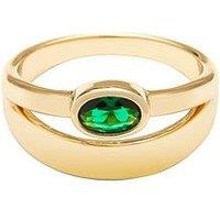 The Love Collection 18Ct Gold Plated Emerald & Domed Stacked Look Ring