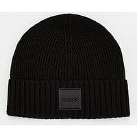 Boss Flavio Sqaure Nikel Logo Beanie Hat - Black