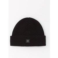 Hugo Xola Metal Stached Logo Beanie Hat - Black