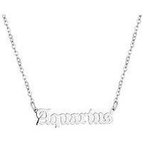 The Love Collection Zodiac Necklce In Gothic Font Silver Plated