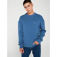 Calvin Klein Jeans Linear Detail Knitted Jumper - Blue