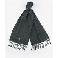 Barbour Plain Lambswool Tasseled Scarf - Dark Green