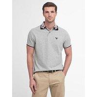 Barbour Brodie Short Sleeve Argyle Collar Tailored Polo Shirt - Light Grey