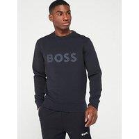 Boss Salbo Chest Logo Crew Sweat - Dark Blue