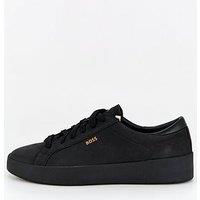 Boss Belwar Gold Logo Tumbled Leather Lace Sneaker - Black