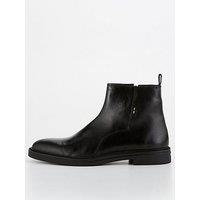 Boss Calev Zip Leather Chelsea Boots - Black