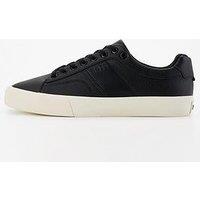 Boss Aiden Pipe Trim Leather Lace Tennis Sneaker - Black/White
