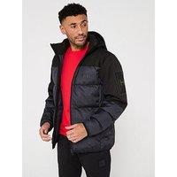 Boss J Hamar 4 Panel Quilted Hooded Jacket - Dark Blue