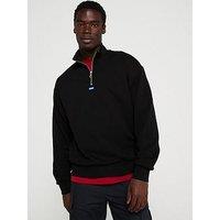 Hugo Blue Neeler Small Logo 1/4 Zip Sweat- Black