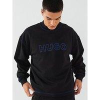 Hugo Blue Nitlogolong Loose Fit Outline Crew Neck Sweatshirt - Black