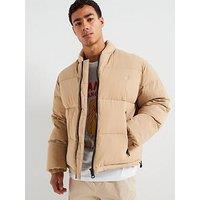 Hugo Blue Braden2441 Smiley Quilted Boxy Bomber Jacket - Dark Beige