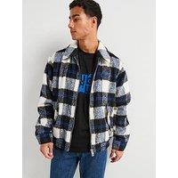 Hugo Blue Bruce2441 Flannel Check Harrington Jacket- Black/White