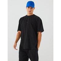 Hugo Blue Nuwinter Loose Fit Overdyed Smiley Logo T-Shirt - Black