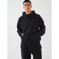 Hugo Blue Nuwinto Loose Fit Overdyed Smiley Overhead Hoodie - Black