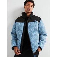 Hugo Blue Byres2441 Multi Logo Padded Jacket-Blue