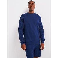 Hugo Tonal Logo Loungewear Crew Sweat - Dark Blue